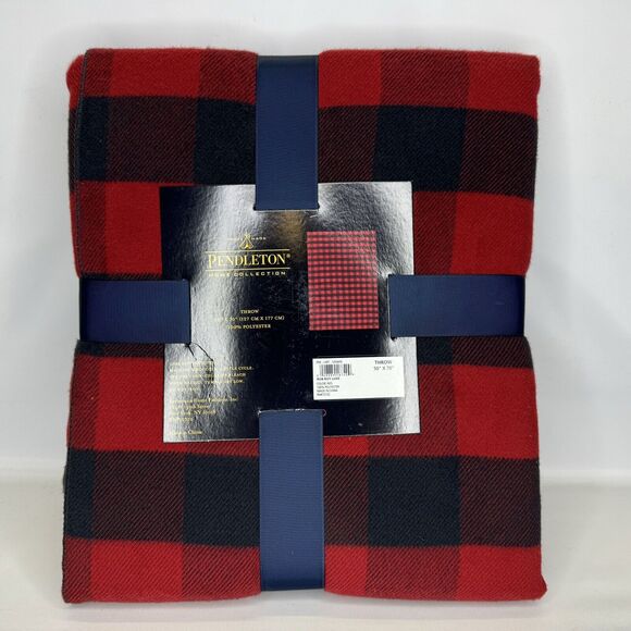 Pendleton Home Collection Rob Roy Luxe Throw Blanket 50 x 70 Red Black Plaid NEW - Picture 7 of 9